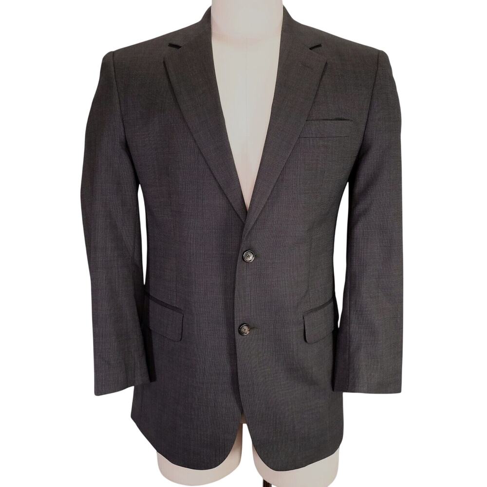 Jos A Bank Sport Coat Mens 41R Wool Gray Micro Plaid Lined Jacket Blazer